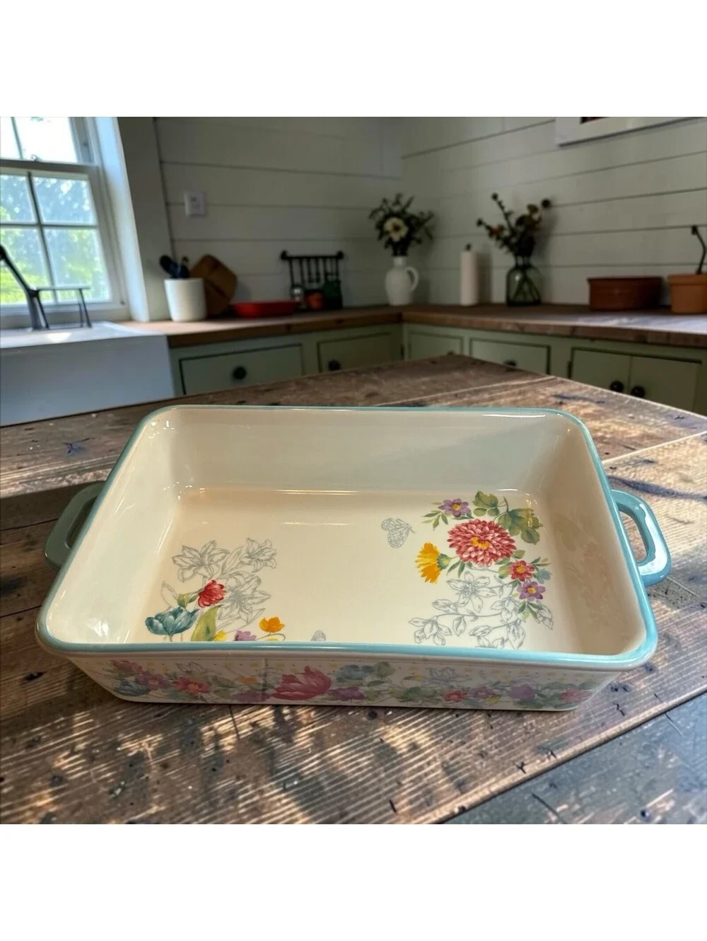 Pioneer Woman Blooming Bouquet Scalloped Casserole Baking Dish w/Handles & Lid